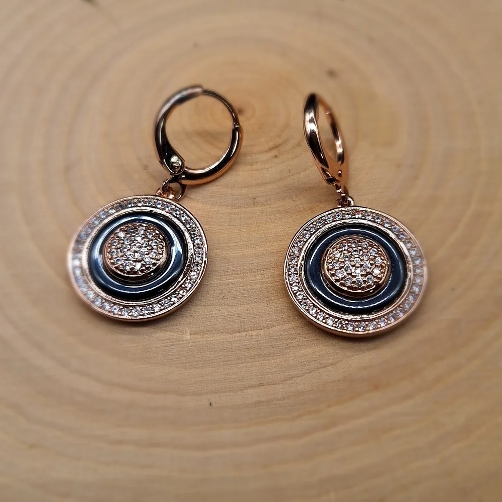 Luxe Gold-Plated Pavé Circle Drop Earrings